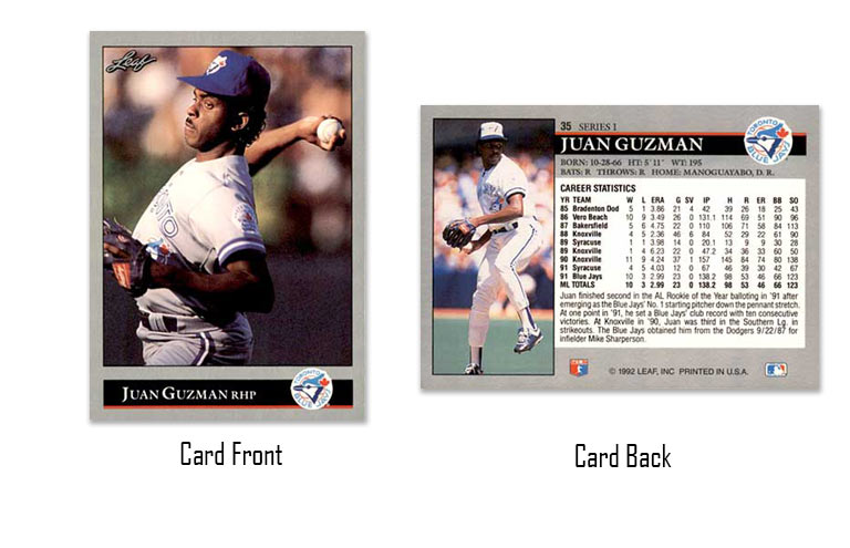 1992 Leaf baseball Juan Guzman rookie card