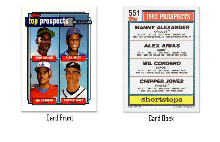 1992 Topps Chipper Jones "Top Prospect" rookie card