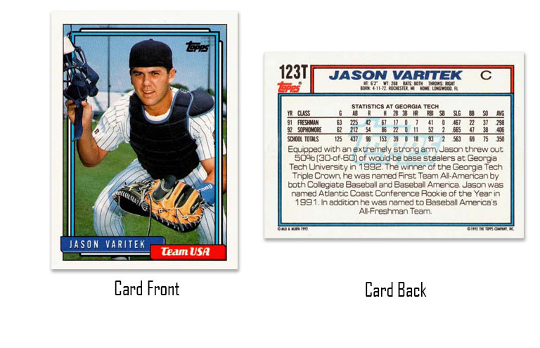 1992 Topps Traded Jason Varitek rookie card