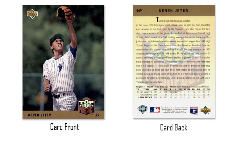 1993 Upper Deck baseball Derek Jeter Top Prospect rookie card
