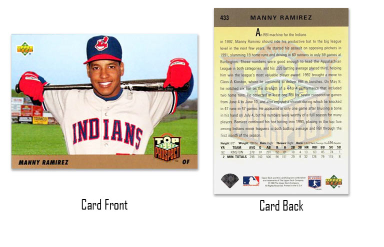 1993 Upper Deck baseball Manny Ramirez Top Prospect rookie card