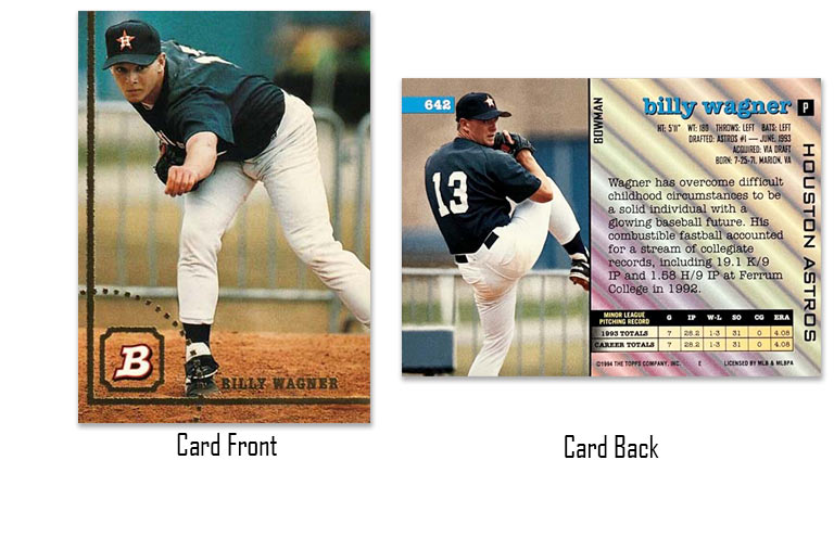 1994 Bowman baseball Billy Wagner rookie card
