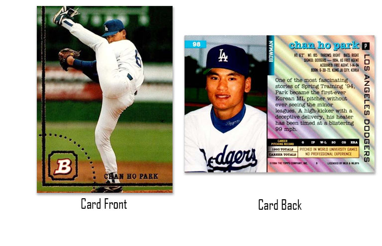 1994 Bowman baseball Chan Ho Park rookie card