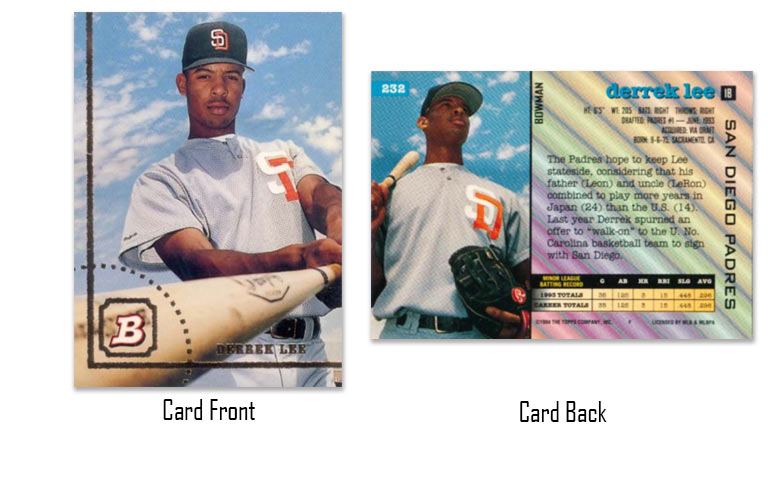 1994 Bowman baseball Derrek Lee rookie card