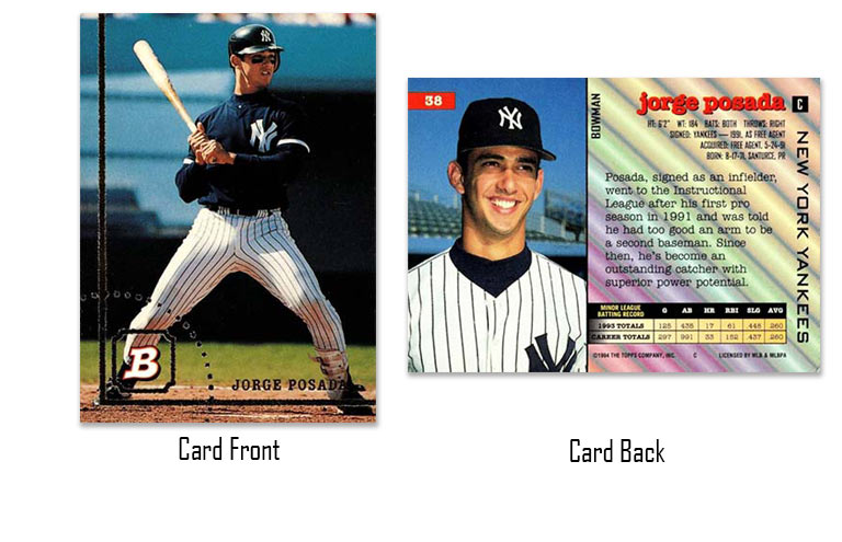 1994 Bowman baseball Jorge Posada rookie card