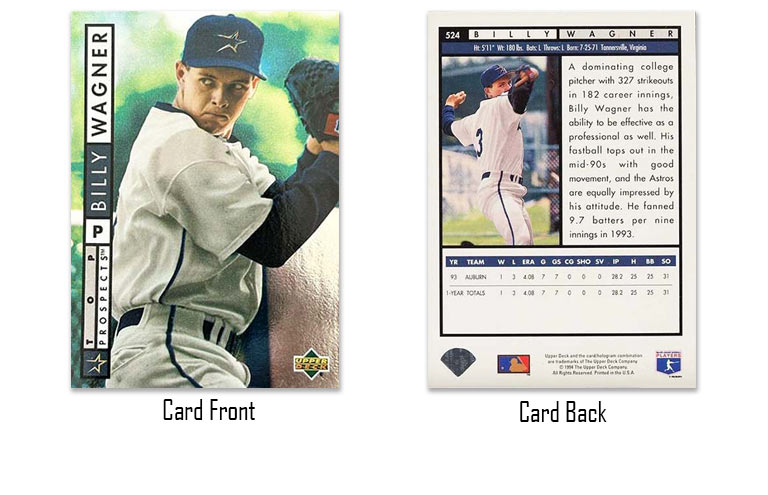 1994 Upper Deck baseball Billy Wagner Top Prospect rookie card