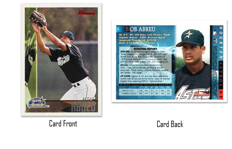 1995 Bowman baseball Bobby Abreu rookie card