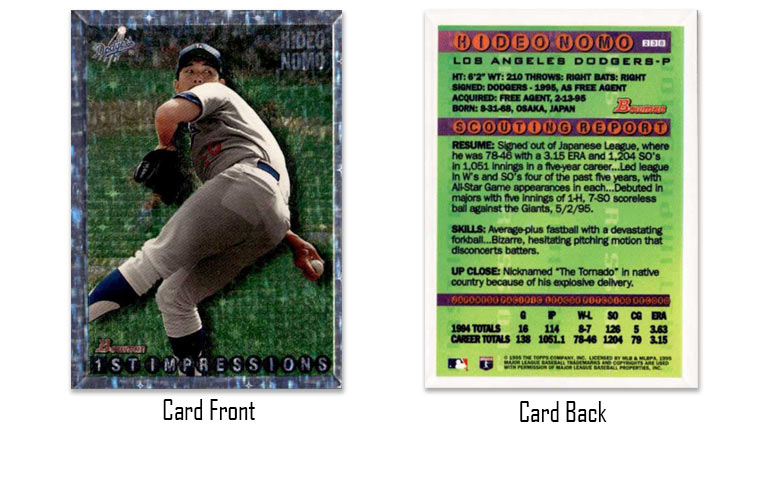 1995 Bowman baseball Hideo Nomo rookie card