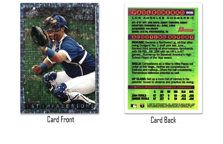 1995 Bowman baseball Paul Konerko rookie card