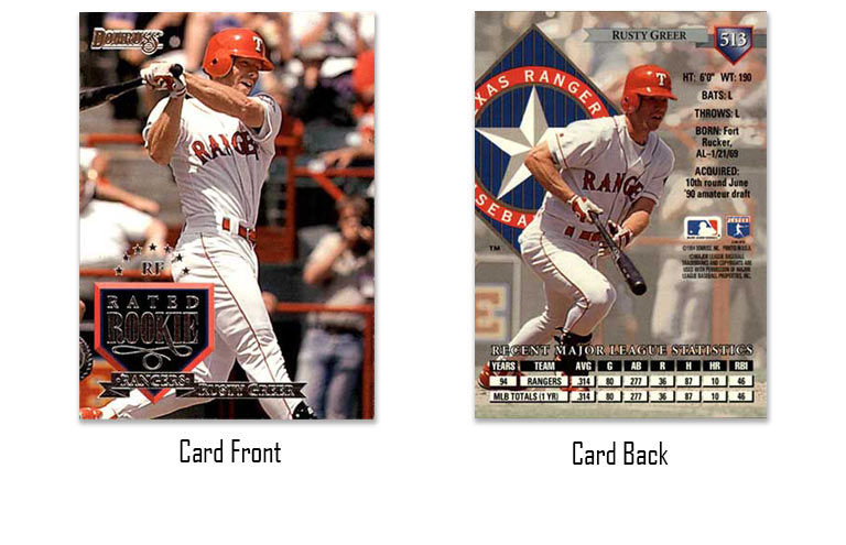 1995 Donruss Rusty Greer Rated Rookie card