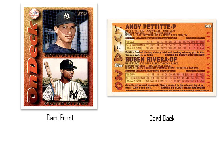1995 Topps Andy Pettitte On Deck rookie card