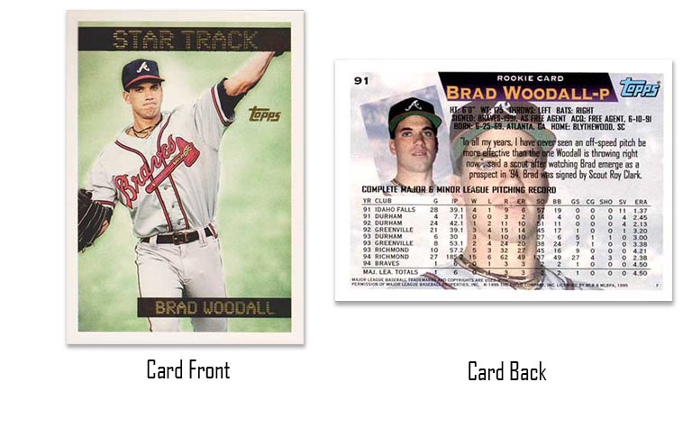 1995 Topps Brad Woodall Star Track rookie card