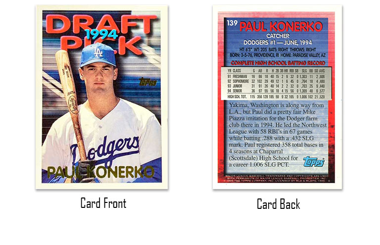 1995 Topps Paul Konerko Draft Pick rookie card