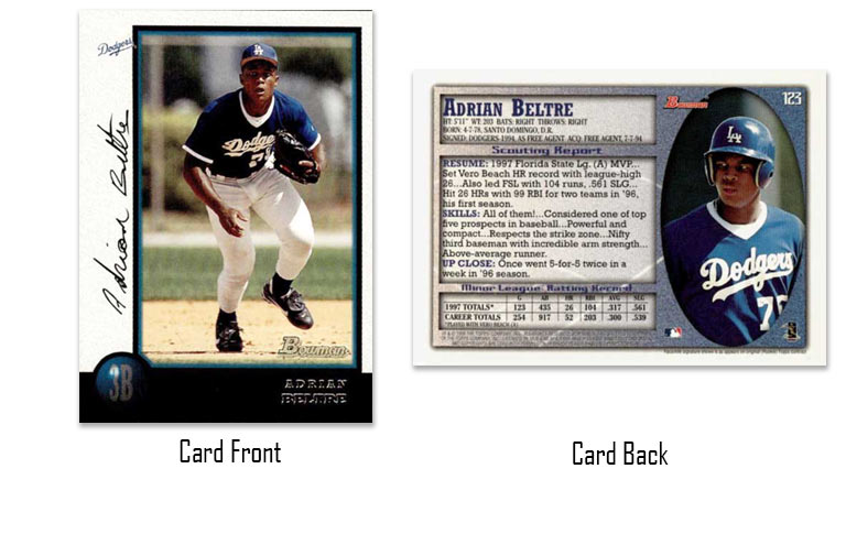 1998 Bowman baseball Adrian Beltre rookie card
