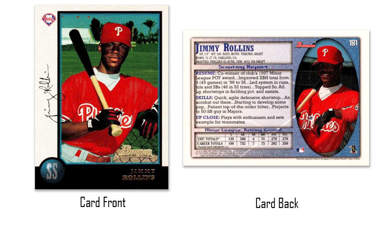1998 Bowman baseball Jimmy Rollins rookie card