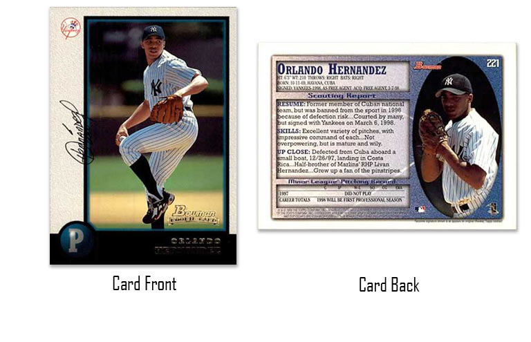 1998 Bowman baseball Orlando Hernandez rookie card