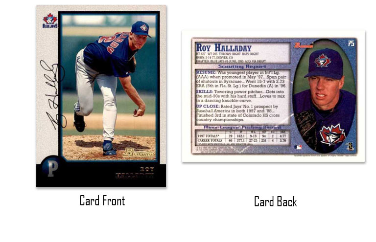 1998 Bowman baseball Roy Halladay rookie card