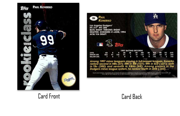 1998 Topps baseball Paul Konerko Rookie Class 