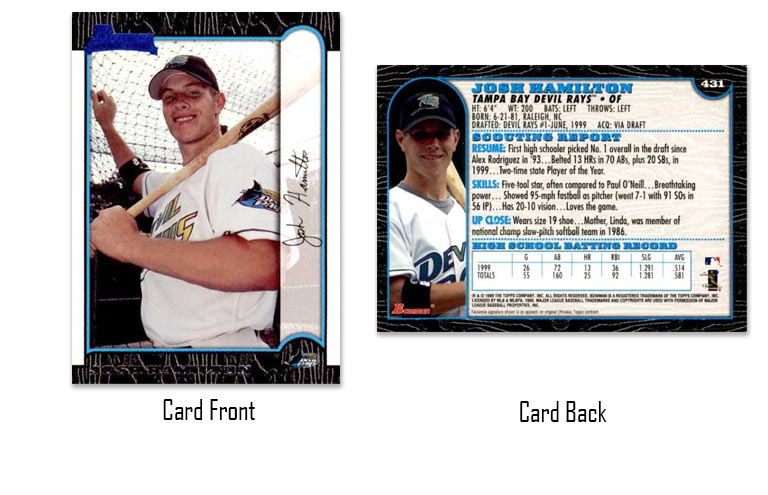 1999 Bowman baseball Josh Hamilton rookie card