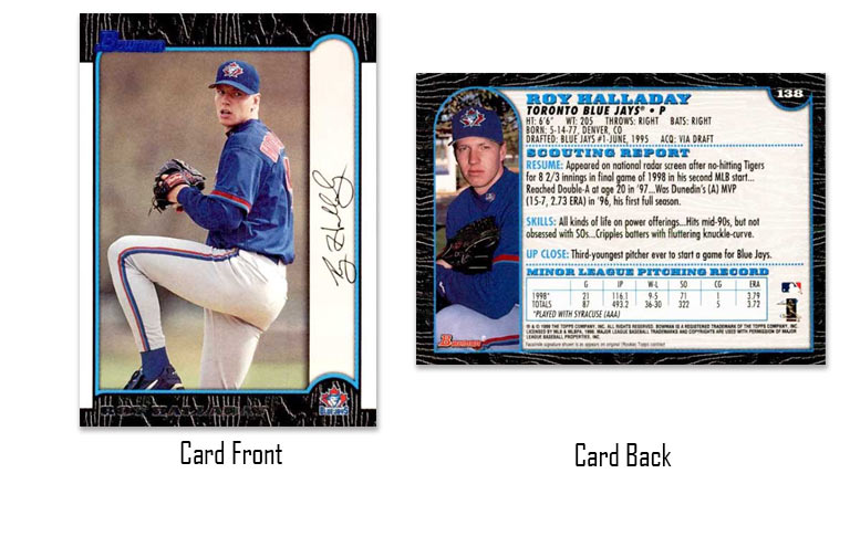 1999 Bowman baseball Roy Halladay rookie card