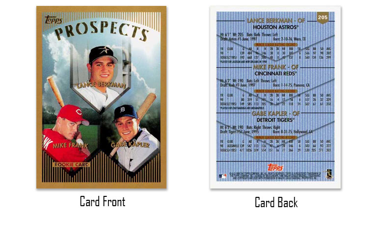 1999 Topps Gabe Kapler and Lance Berkman rookie card