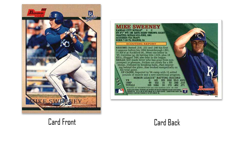 1996 Bowman baseball Mike Sweeney rookie card