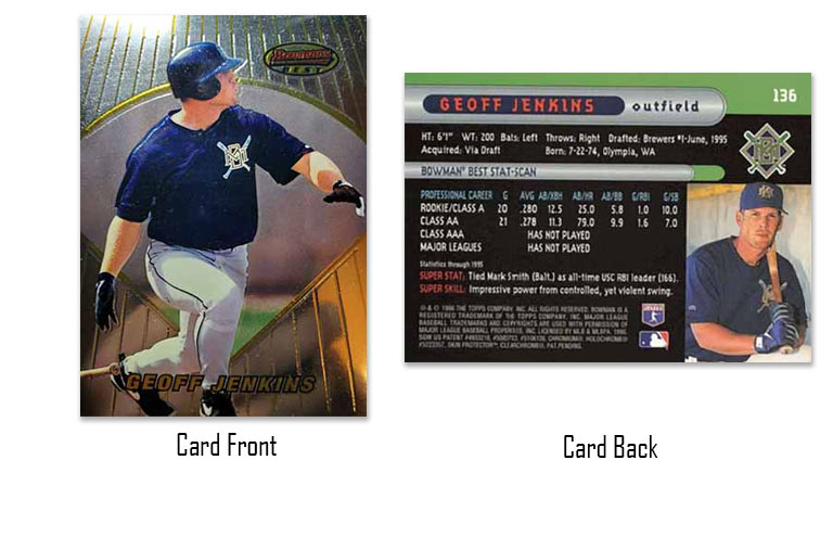 1996 Bowman's Best Geoff Jenkins rookie card