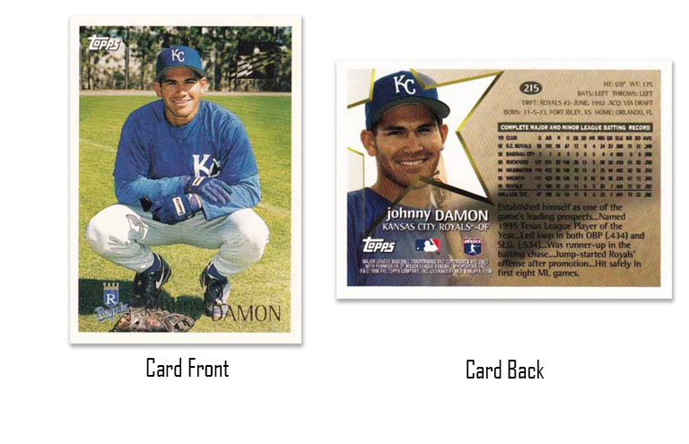 1996 Topps baseball Johnny Damon rookie card
