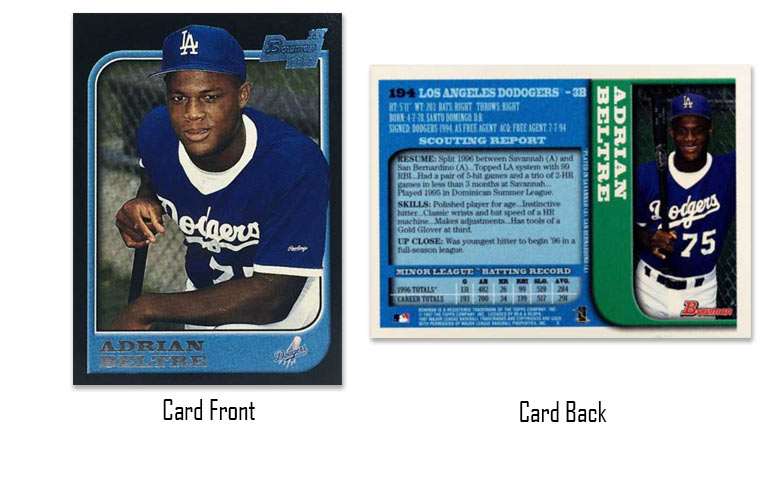 1997 Bowman Adrian Beltre rookie card