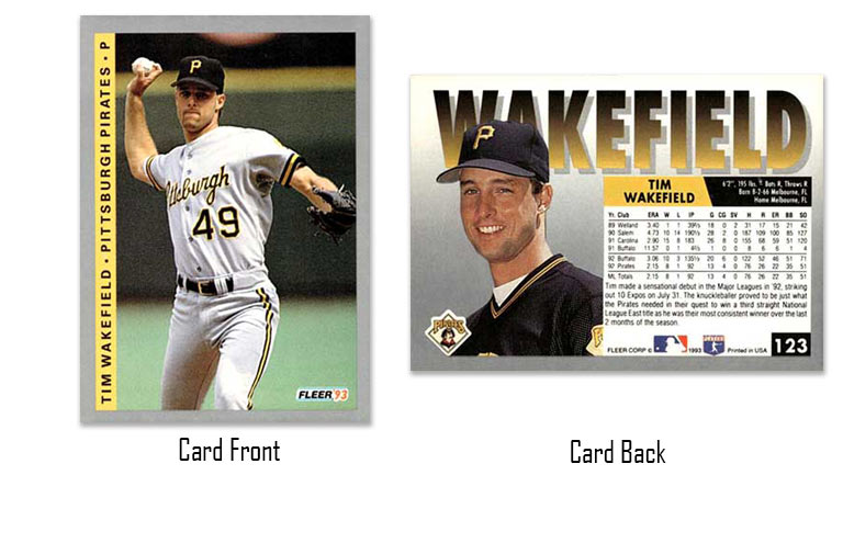 1993 Fleer baseball Tim Wakefield rookie card