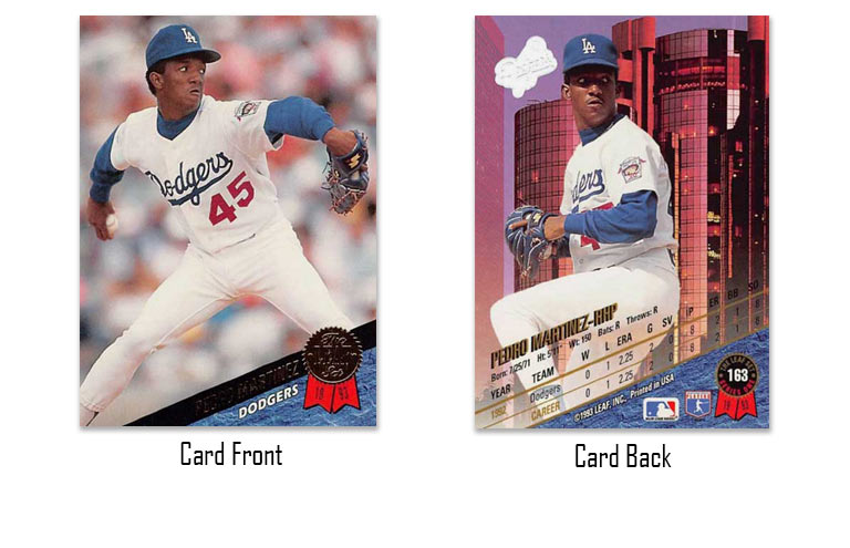 1993 Leaf baseball Pedro Martinez rookie card