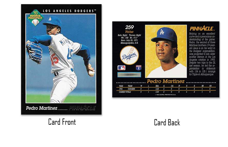 1993 Pinnacle baseball Pedro Martinez rookie card