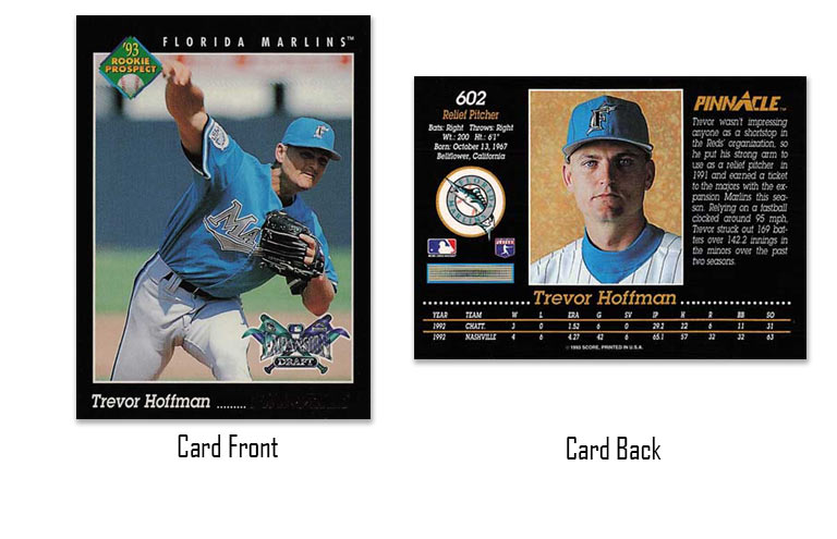 1993 Pinnacle baseball Trevor Hoffman rookie card