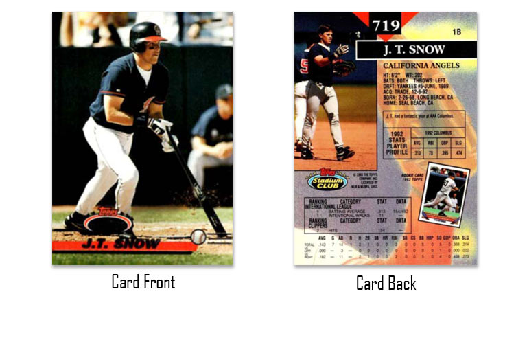 1993 Stadium Club J.T. Snow rookie card