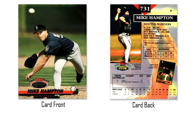 1993 Stadium Club baseball Mike Hampton rookie card