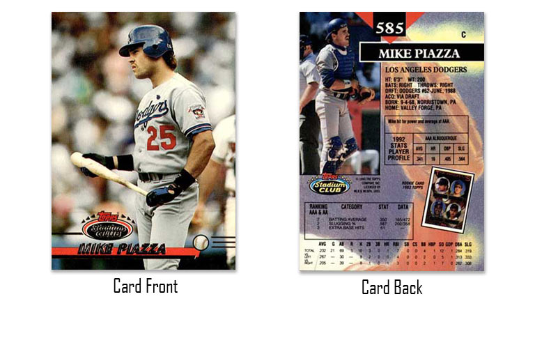 1993 Stadium Club baseball Mike Piazza rookie card