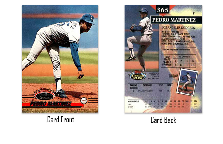 1993 Stadium Club baseball Pedro Martinez rookie card