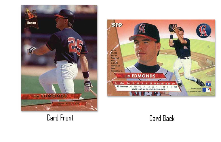 1993 Ultra baseball Jim Edmonds rookie card