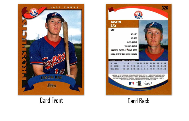 2002 Topps baseball Jason Bay rookie card