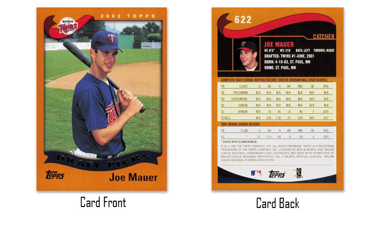 2002 Topps baseball Joe Mauer rookie card