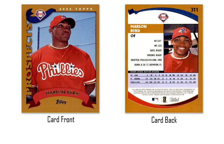 2002 Topps baseball Marlon Byrd rookie card