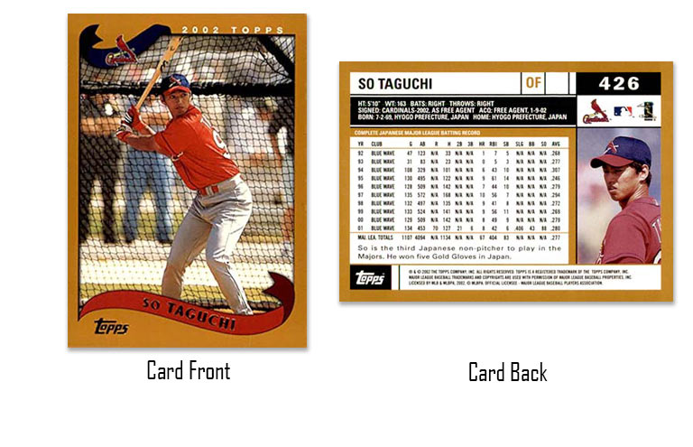 2002 Topps baseball So Taguchi rookie card