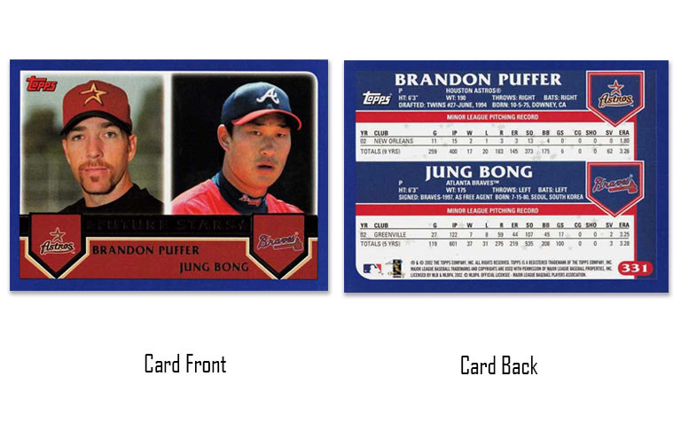 2003 Topps Brandon Puffer and Jung Bong rookie card