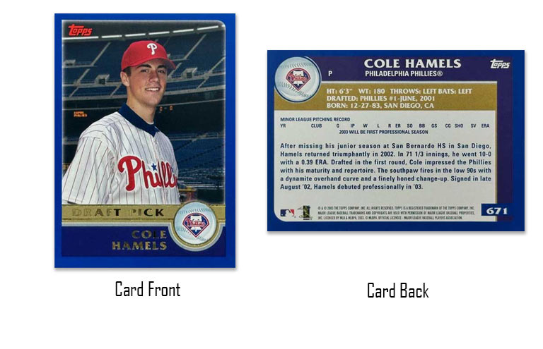 2003 Topps Cole Hamels rookie card