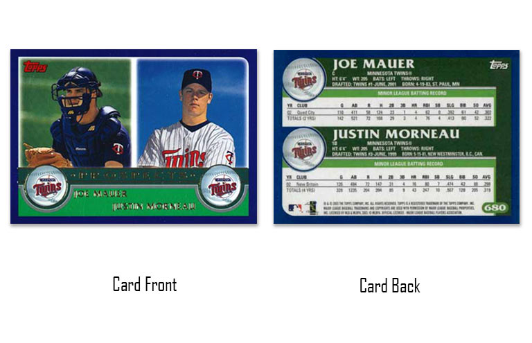 2003 Topps Joe Mauer and Justin Morneau rookie card