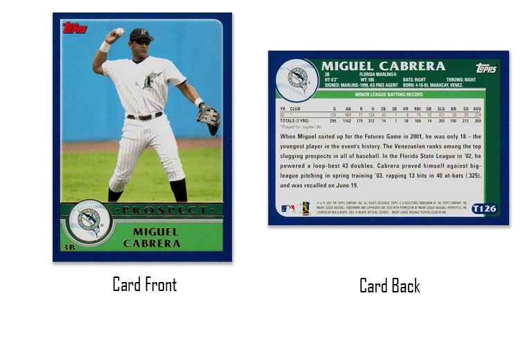 2003 Topps Traded Miguel Cabrera "Prospects" rookie card