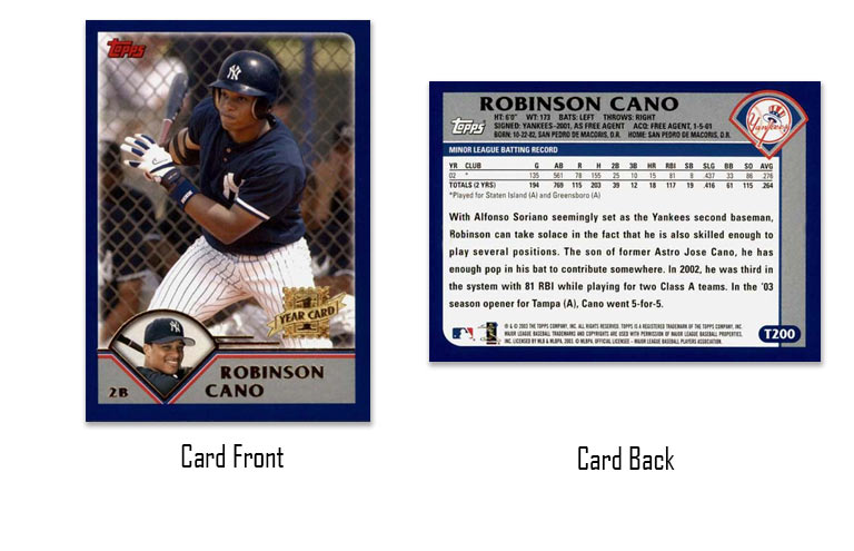 2003 Topps Traded Robinson Cano rookie card