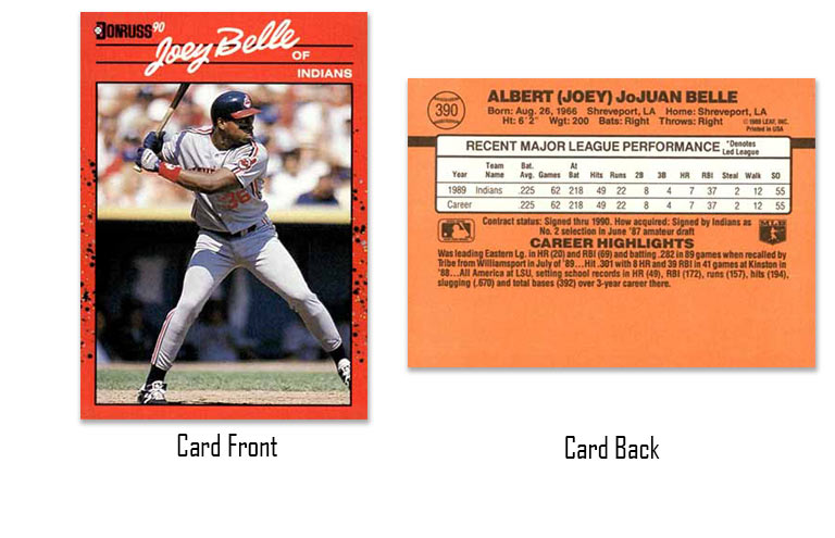 1990 Donruss Joey Belle rookie card