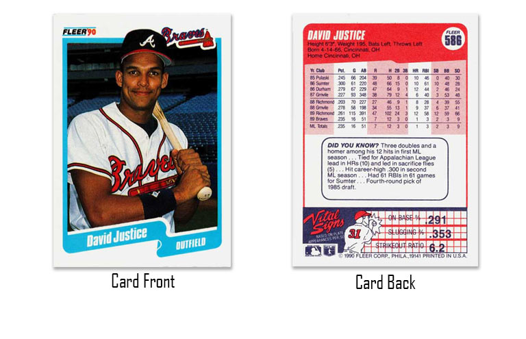 1990 Fleer baseball David Justice rookie card