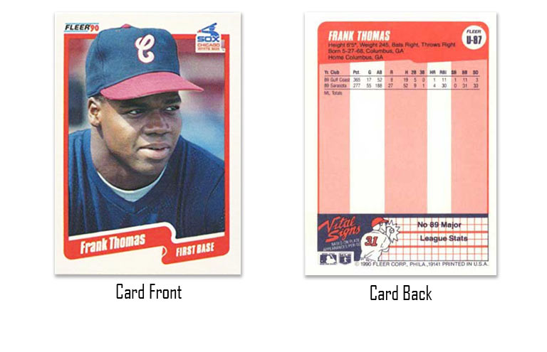 1990 Fleer Update Frank Thomas rookie card